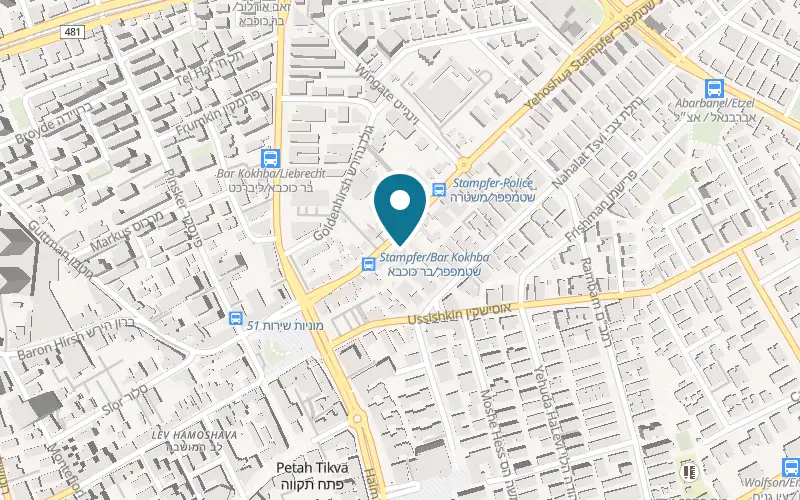 Map showing Optica Enaim at 24 Yehoshua Stampfer Street, Petah Tikva