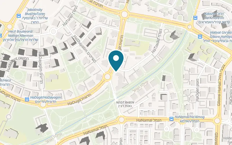 Map showing Optica Neve Ilan at 16 HaDugit Street, Yavne