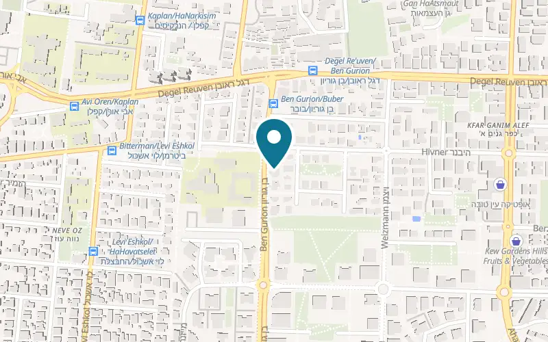 Map showing Or BeTnua at 13 Ben Gurion Street, Kfar Ganim, Petah Tikva