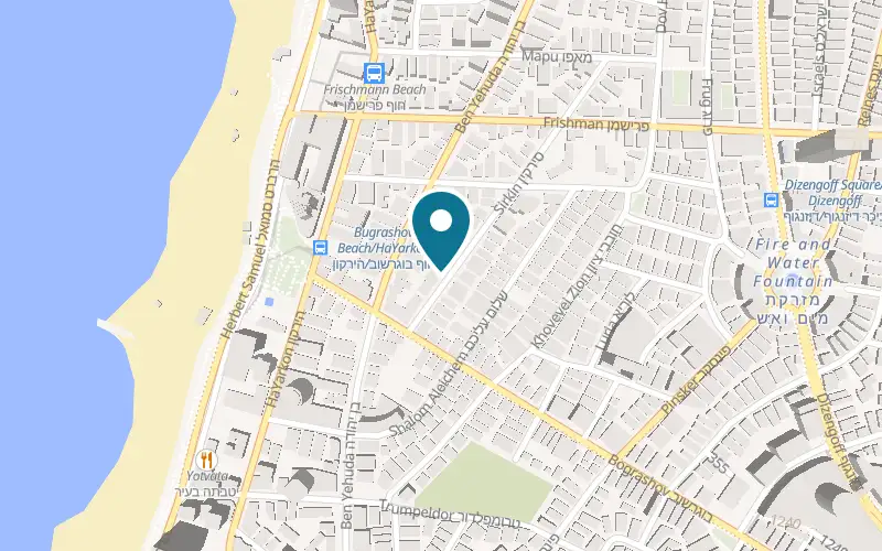 Map showing Or HaYoga at 9 Sirkin Street, at the corner of Bograshov, Tel Aviv-Yafo