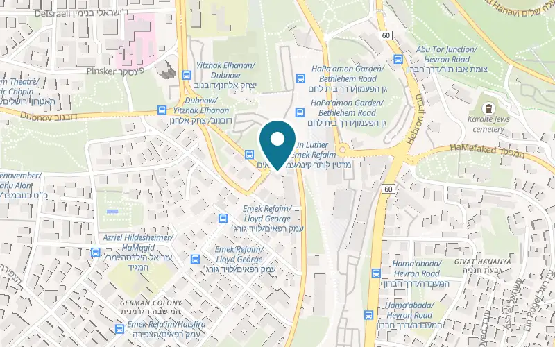Map showing OrienTop at 3 Emek Refaim Street, on the hotel's roof, Jerusalem