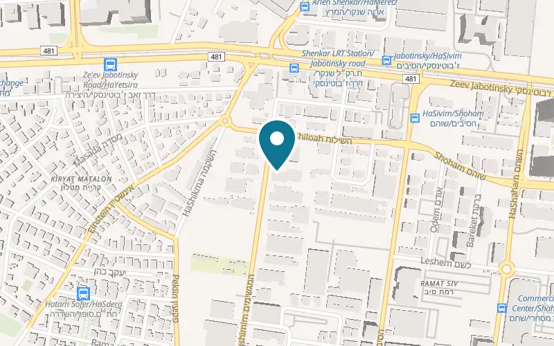 Map showing Oshik Tyres at 5 Magshimim Street, Petah Tikva