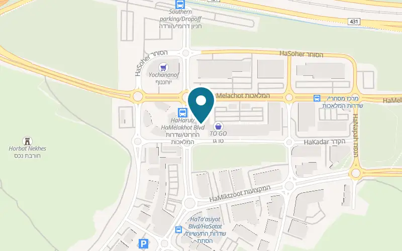 Map showing O'Sullivan's at 121 HaMelakhot Boulevard, Yishpro Center, Modi'in-Maccabim-Re'ut