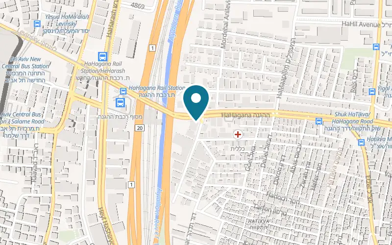 Map showing O.Z Bike at 34 HaHagana Road, Tel Aviv-Yafo