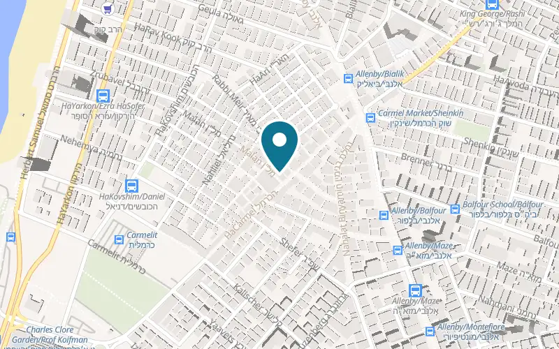 Map showing Panda Pita at 45 Mal'an Street, Carmel Market, Tel Aviv-Yafo