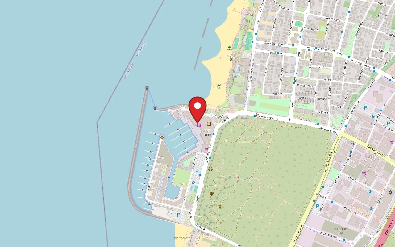 Map showing Papagaio at 2 HaShunit Street, Arena Mall, Herzliya Marina, Herzliya