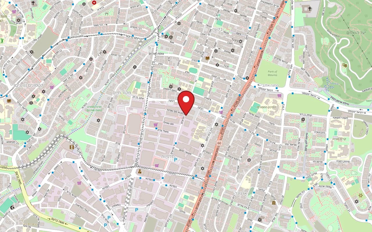 Map showing Papagaio at 3 Yad Harutsim Street, Talpiot, Jerusalem