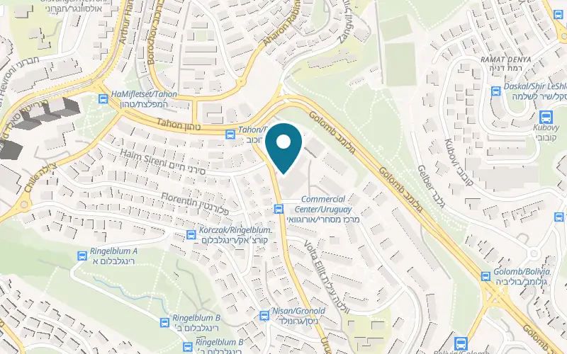 Map showing Parash Coffee & Bakery at 1 Uruguay Street, Kiryat Yovel shopping centre, Jerusalem