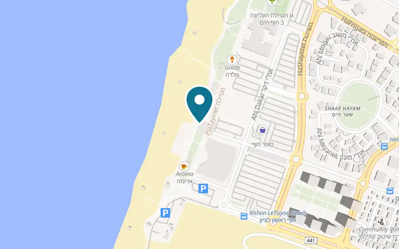 Map showing Paseo at 6 HaTayelet, on a rooftop on the seafront promenade, Rishon LeZion