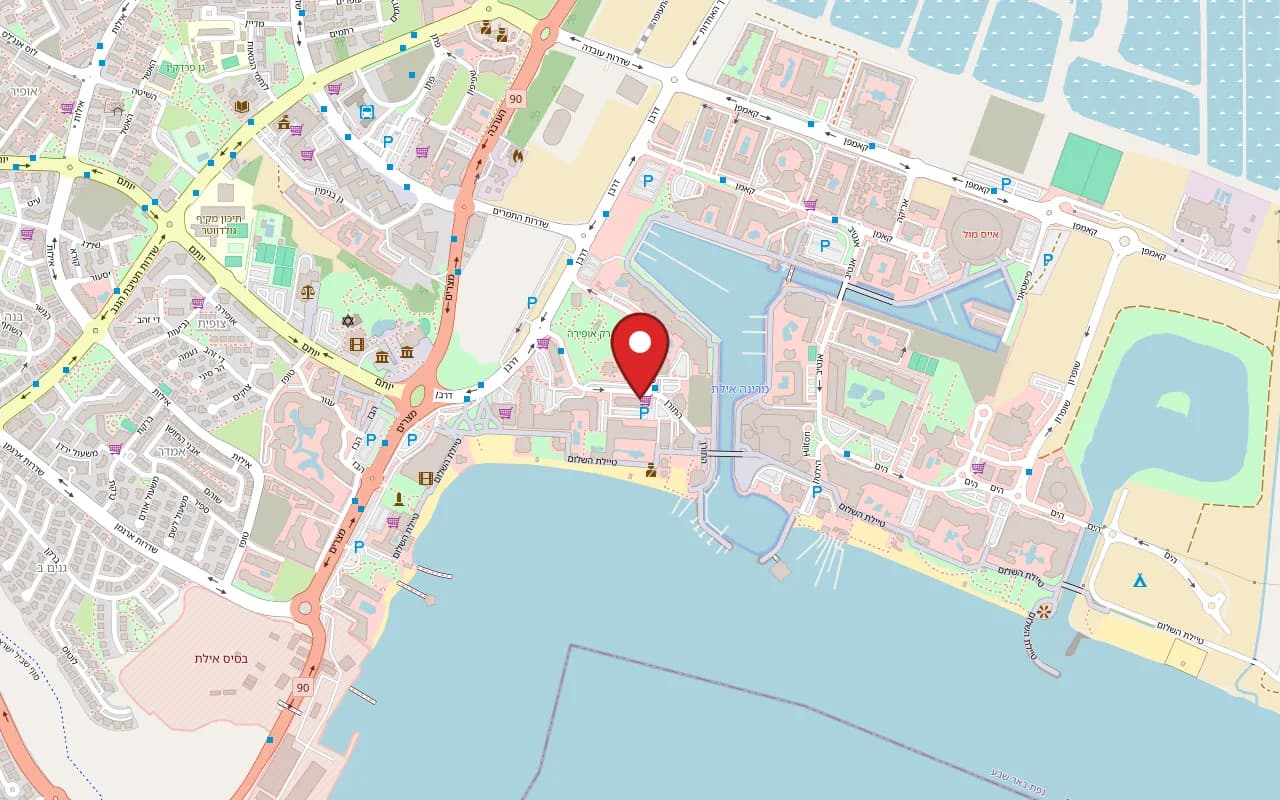 Map showing Pastory at 7 Tarshish Street, North Beach, Eilat