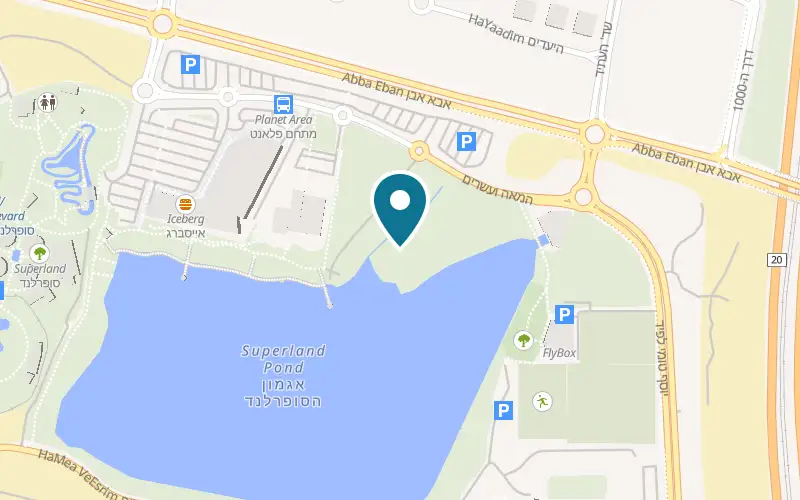 Map showing Patrick's Lake at 4 HaMea VeEsrim Street, in the lake compound, Rishon LeZion