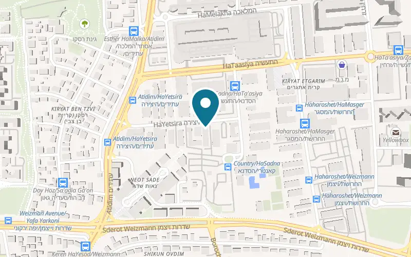 Map showing Pazzo at 5 HaYetzira Street, Ra'anana industrial zone, Ra'anana