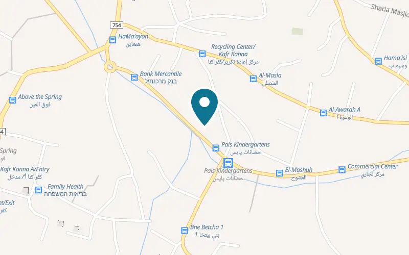 Map showing Perfecto at Plus code P8RR+M7, Kafr Kanna, Kafr Kanna