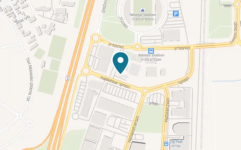 Map showing Piano Piano at 2 HaMehkar Street, Netanya