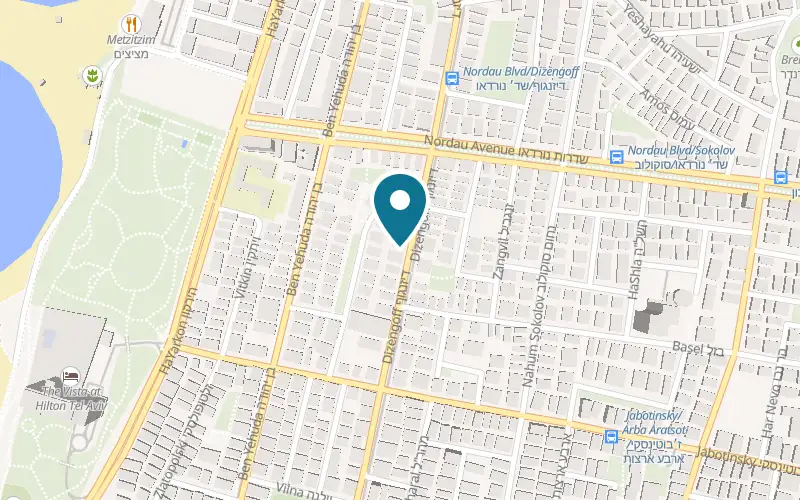 Map showing Pilates City at 233 Dizengoff Street, Tel Aviv-Yafo