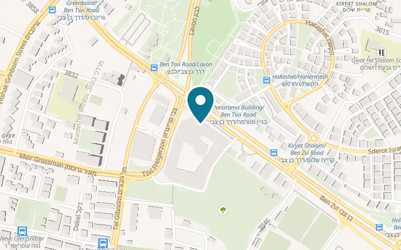 Map showing Pinat HaShlosha at 84 Derech Ben Zvi, in the Panorama centre, Tel Aviv-Yafo
