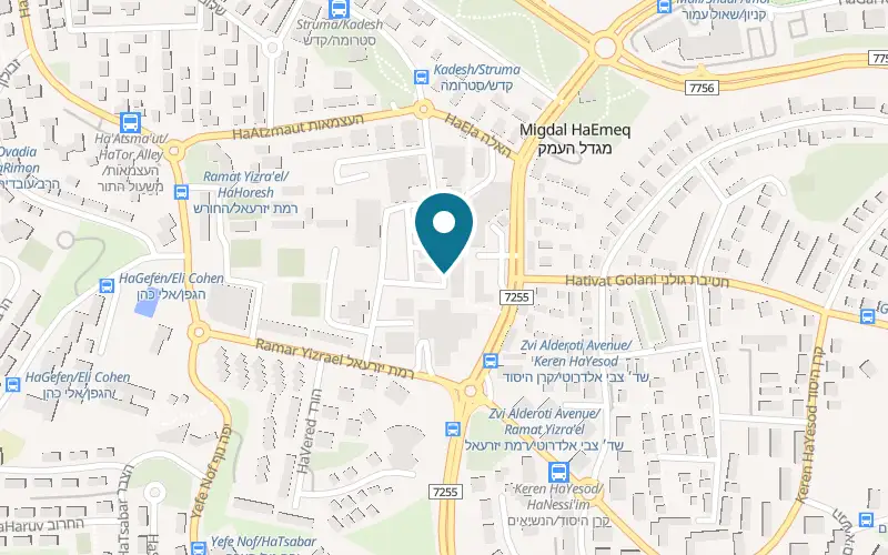 Map showing Pitzuchei Mor at 13 HaZayit Street, Migdal HaEmek