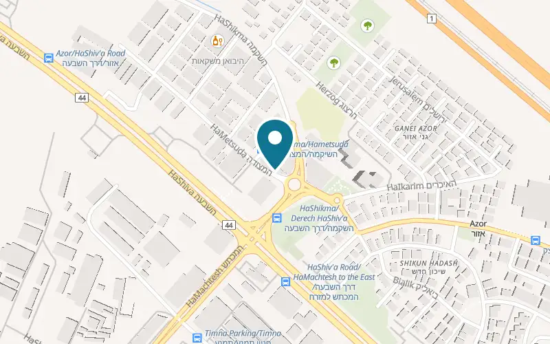 Map showing Pizza Barake at 8 HaMetzuda Street, Azor