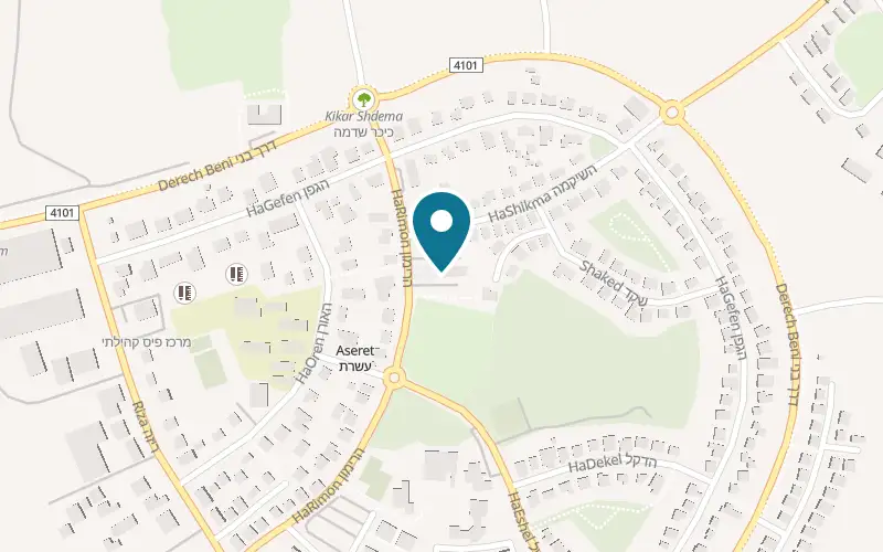 Map showing Pizza Beit HaAm at 8 HaRimon Street, Aseret