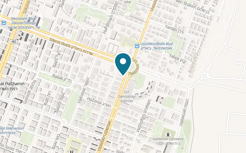 Map showing Pizza HaYerushalmit at 63 Ussishkin Street, Ramat HaSharon