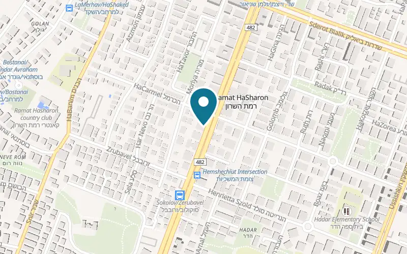 Map showing Pizza Hut Ramat HaSharon at 41 Sokolov Street, Ramat HaSharon