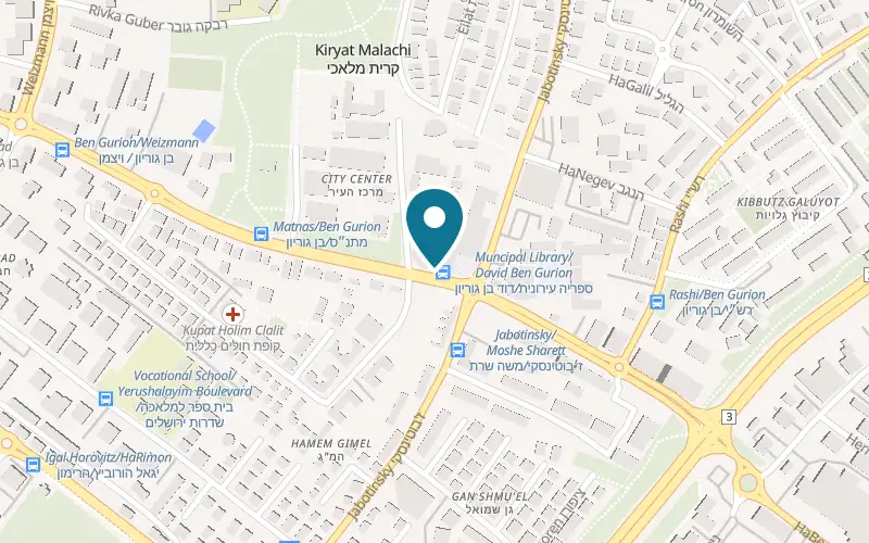 Map showing Pizza Kim'at Hinam at 28 David Ben Gurion Boulevard, Kiryat Malachi