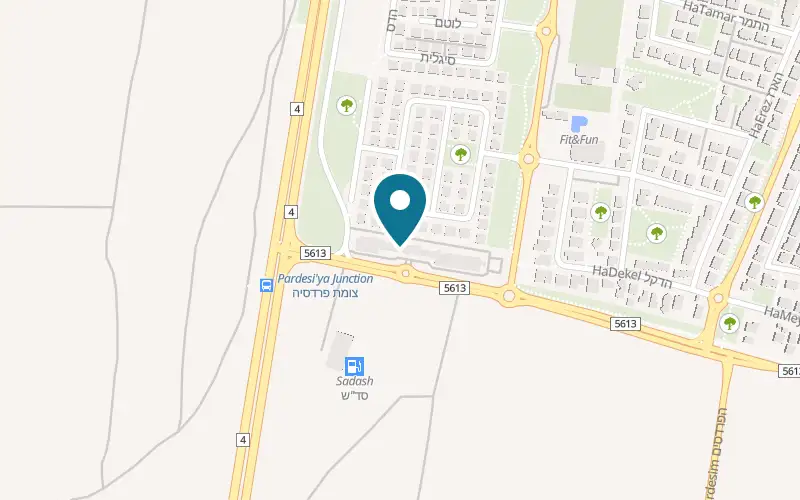 Map showing Pizza La Valle at 1 HaNassi Boulevard, Pardesiya junction, Pardesiya