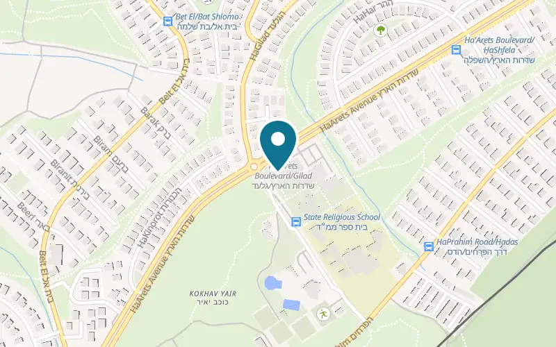 Map showing Pizza Leonardo at Kokhav Ya'ir commercial centre, 4 Derekh HaMerkaz, Kokhav Ya'ir-Tzur Yig'al