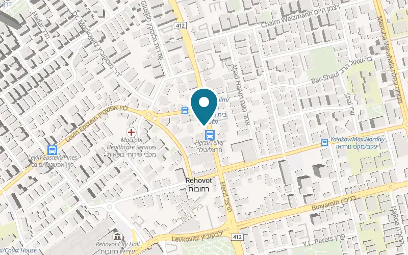 Map showing Pizza Mati at 165 Herzl Street, Rehovot