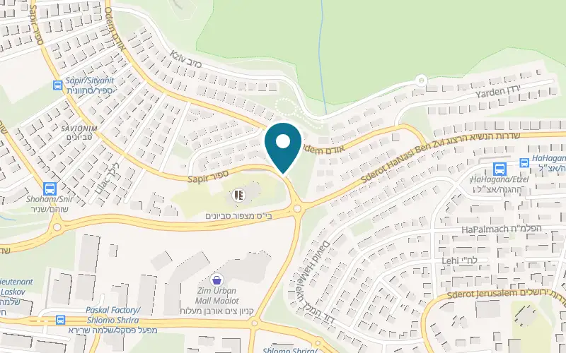 Map showing Pizza Mor at 9 Sapir Street, Ma'alot-Tarshiha