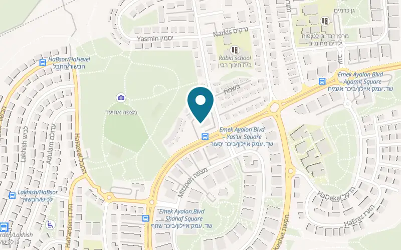 Map showing Pizza Pazzaz Shoham at 161 Emek Ayalon Boulevard, Shoham