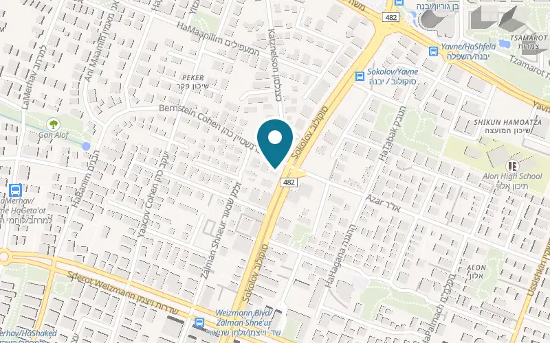 Map showing Pizza Porto at 93 Sokolov Street, Ramat HaSharon