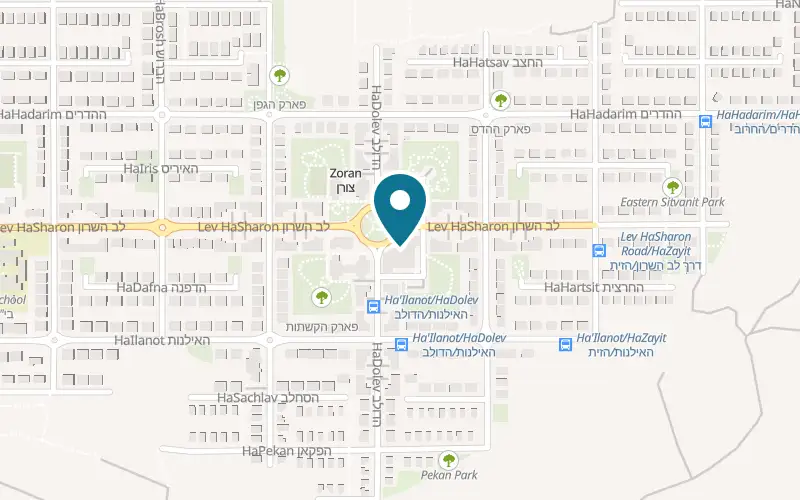 Map showing Pizza Rom at 42 Derech Lev HaSharon, Tzoran, Tzoran-Kadima