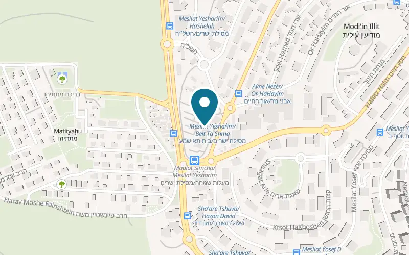 Map showing Pizza Shemesh Modi'in Illit at 46 Avnei Nezer Street, Modi'in Illit