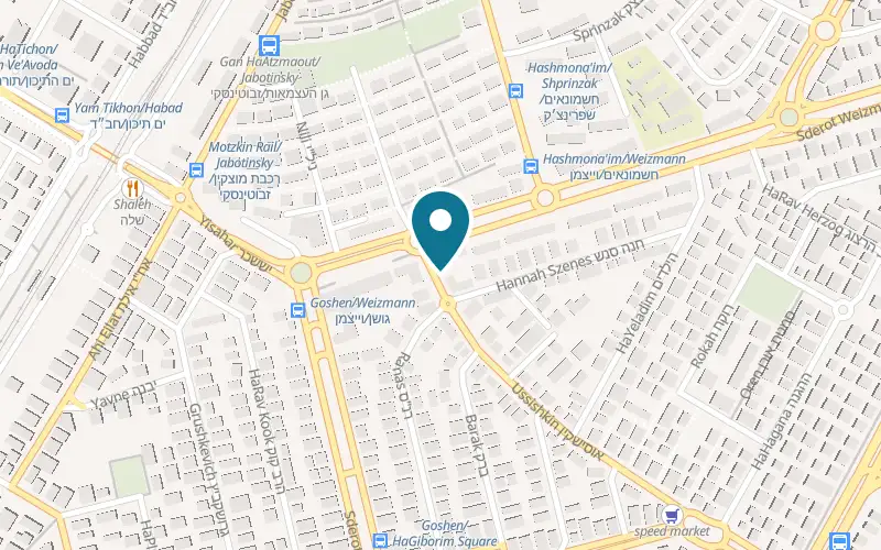 Map showing Pizzeria Toscana at 44 Ussishkin Street, Kiryat Motzkin
