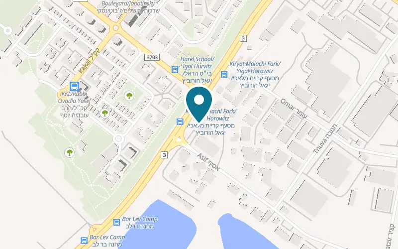Map showing Pizza Tuvia at R Center, 1 Asif Street, Be'er Tuvia Industrial Zone, Avigdor