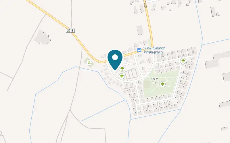 Map showing Pizza Uno at 15 HaShahaf Street, in Ezer's small shopping centre, Ezer