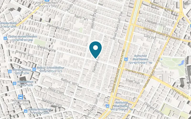 Map showing Pizza Yoav at 51 Shenkin Street, Tel Aviv-Yafo