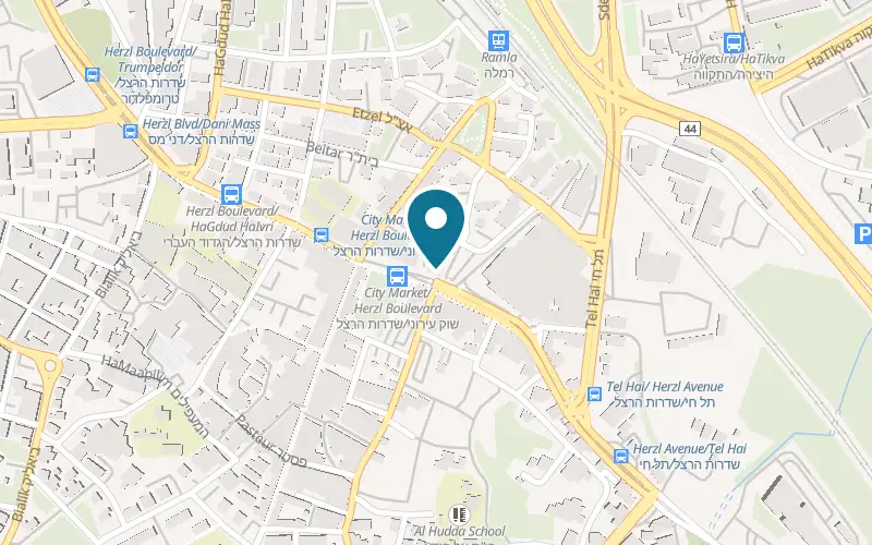 Map showing Pla'ei Prachim at 91 Herzl Boulevard, Ramla