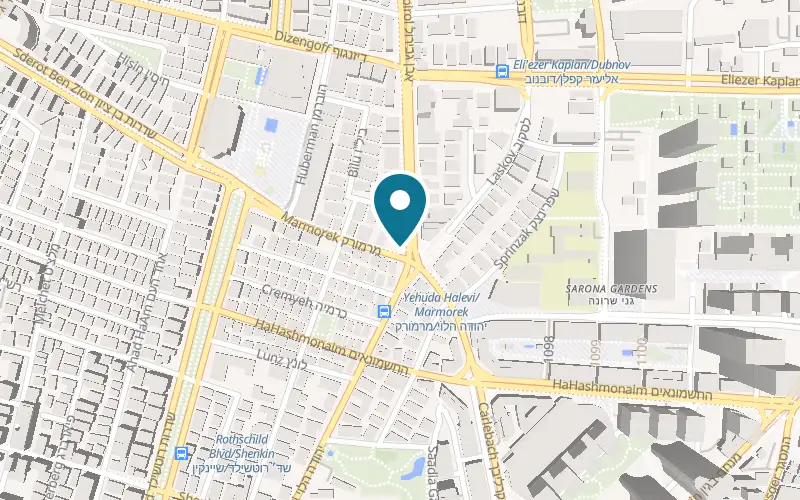 Map showing Player 1 at 1 Ibn Gabirol Street, Tel Aviv-Yafo