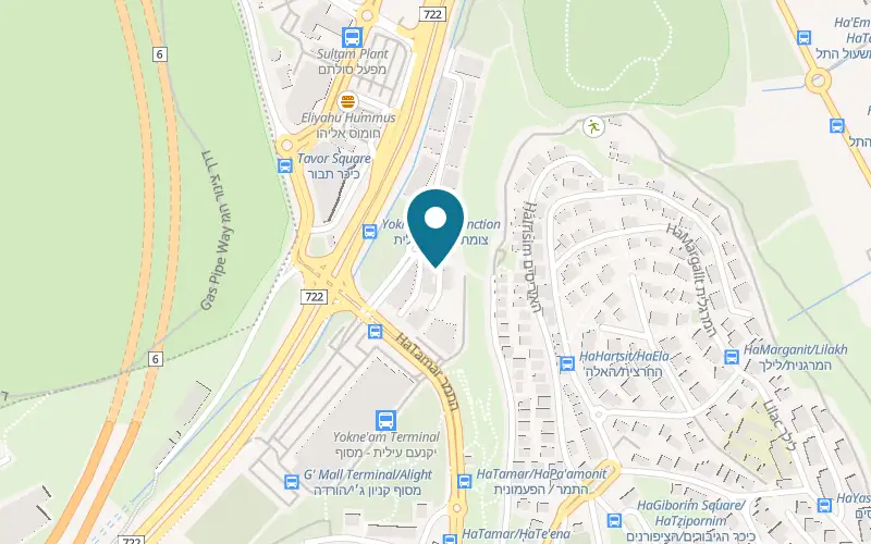 Map showing Poke' Van Yokneam at 1 HaMelacha Street, at the corner of HaTamar Street, Yokneam Illit