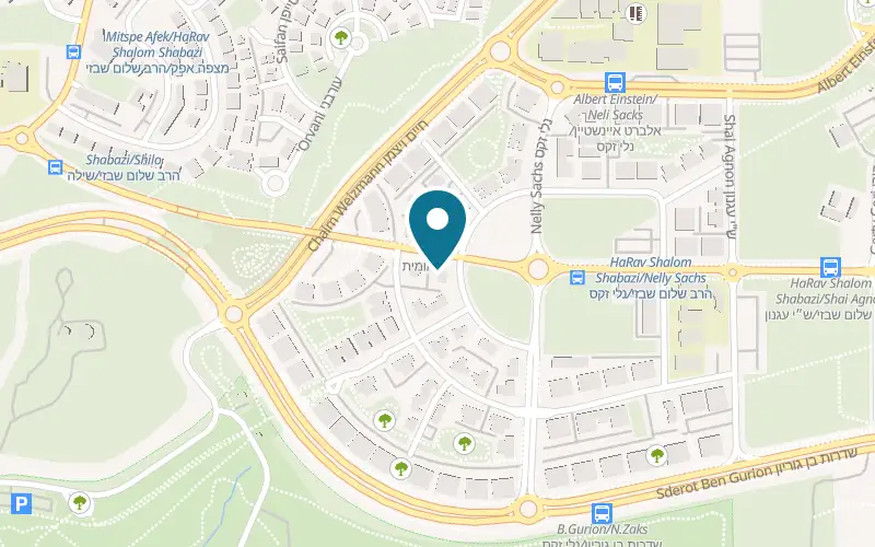 Map showing Psagot Veterinary Center at 172 HaRav Shalom Shabazi Street, Rosh HaAyin