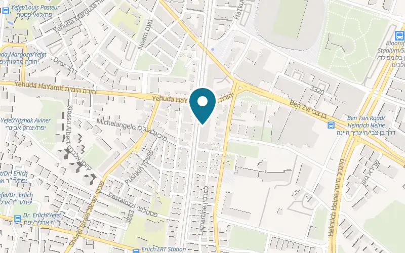Map showing Pundak Herzl at 67 Jerusalem Boulevard, Tel Aviv-Yafo