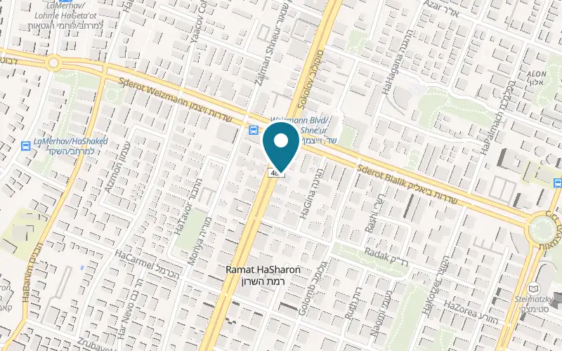 Map showing QuickFit Studio at 66 Sokolov Street, Ramat HaSharon