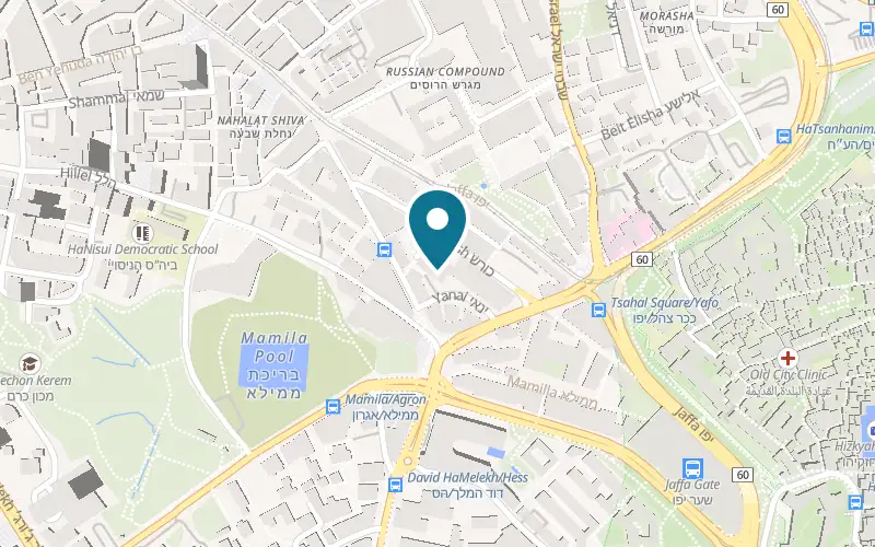 Map showing Rabbit Hole at 3 Yanai Street, Jerusalem