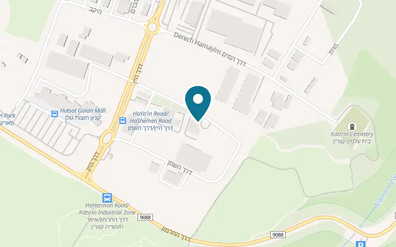 Map showing Rak Hummus at Paz filling station, Barnea Street, Katzrin industrial zone, Katzrin