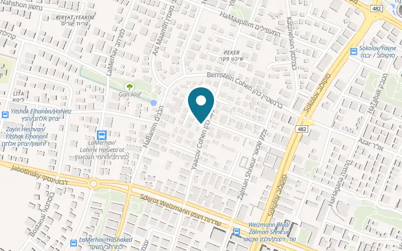 Map showing Ramat HaSharon Veterinary Center at 21 Yaakov Cohen Street, Ramat HaSharon