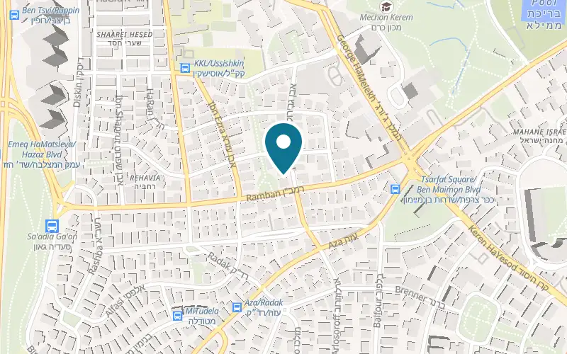 Map showing Ramban Hotel at 22 Ibn Gabirol Street, Rehavia, Jerusalem