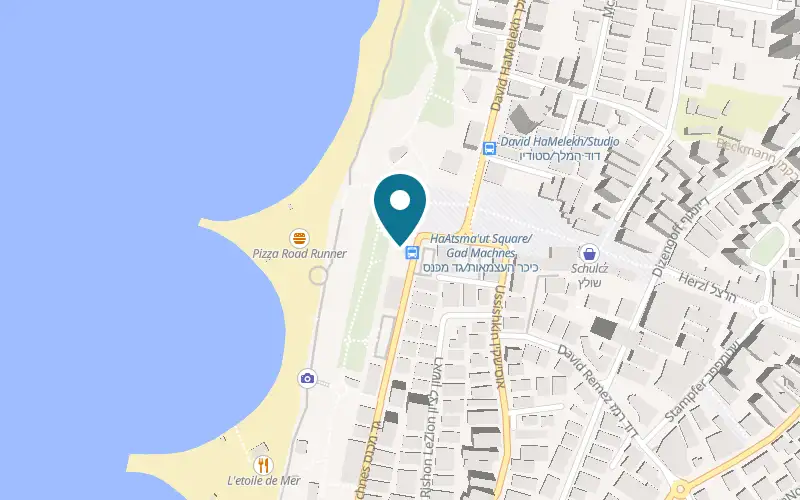 Map showing Red Bar at 2 Gad Machnes Street, at the end of the promenade, Netanya