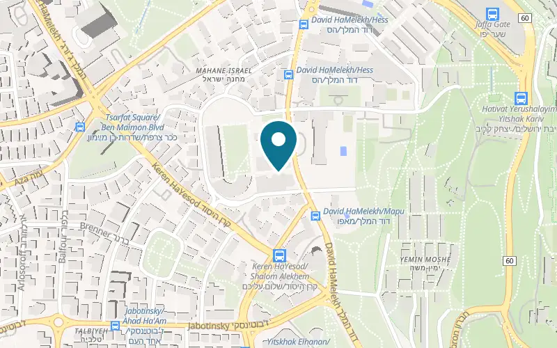 Map showing Red Heifer Steakhouse at 26 King David Street, King David's Crown, Jerusalem